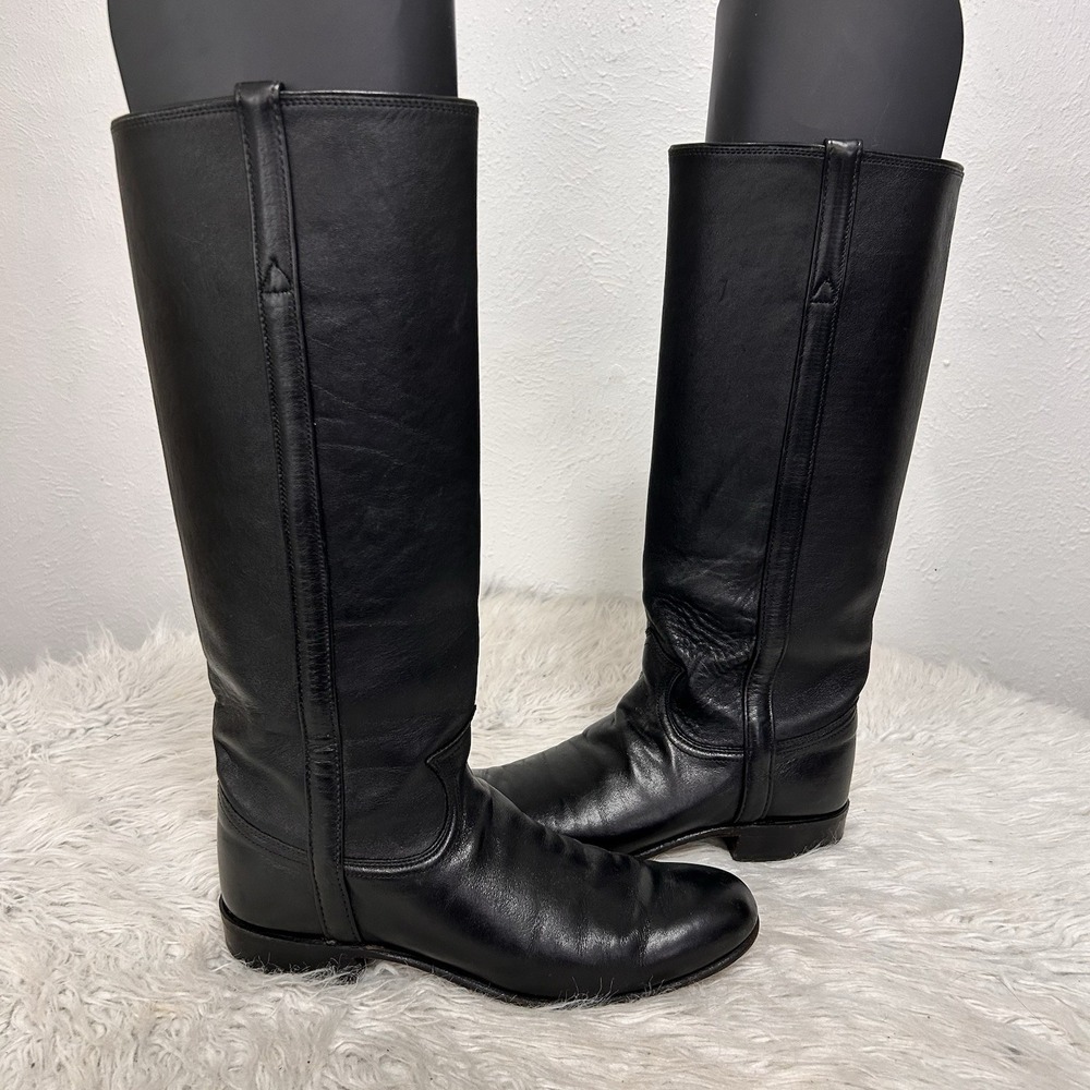 Justin Vintage Black Leather Western Tall Equestrian Riding Boots L3098 Size 7A